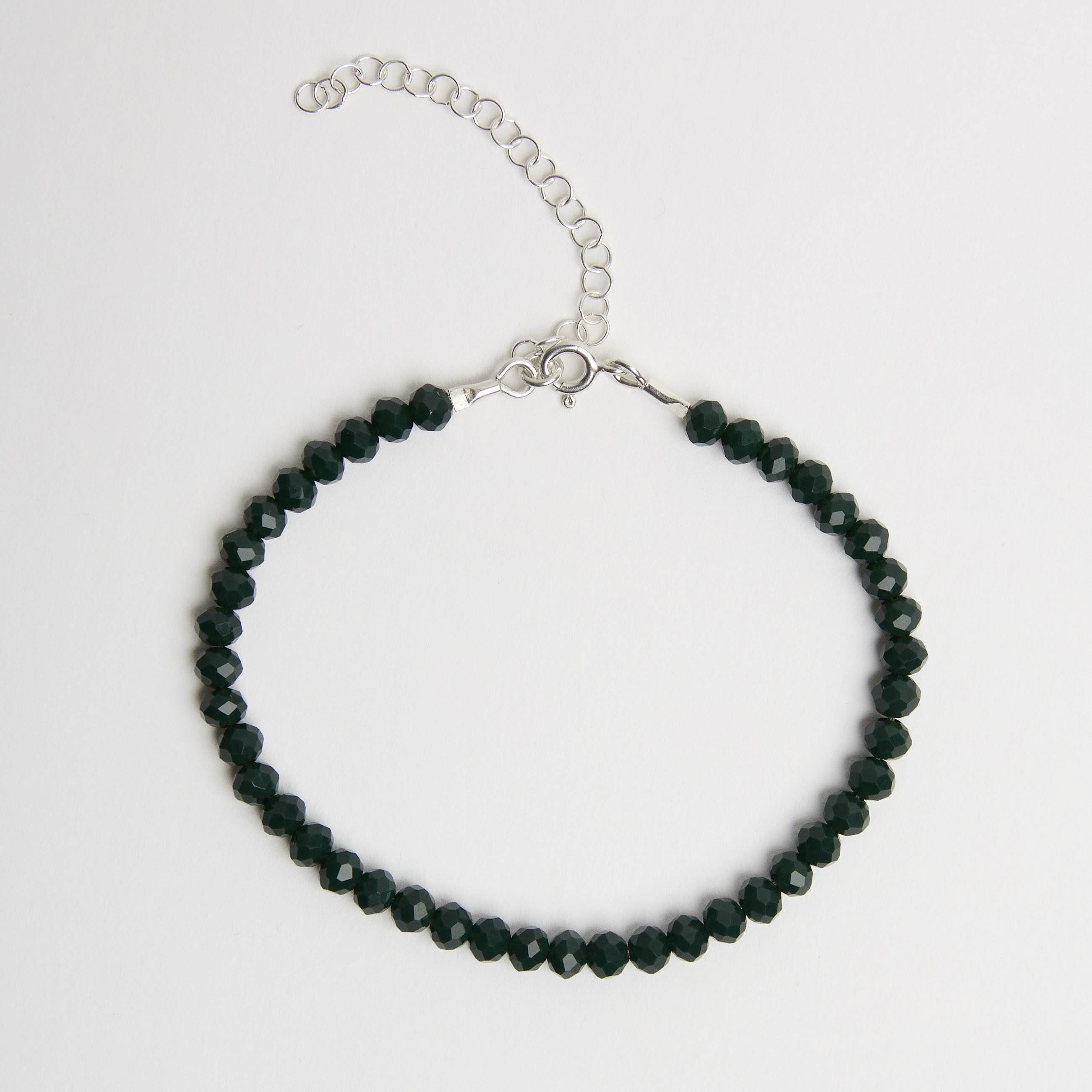 Imagem Pulseira cristal verde escuro 4mm 16cm com alongadora