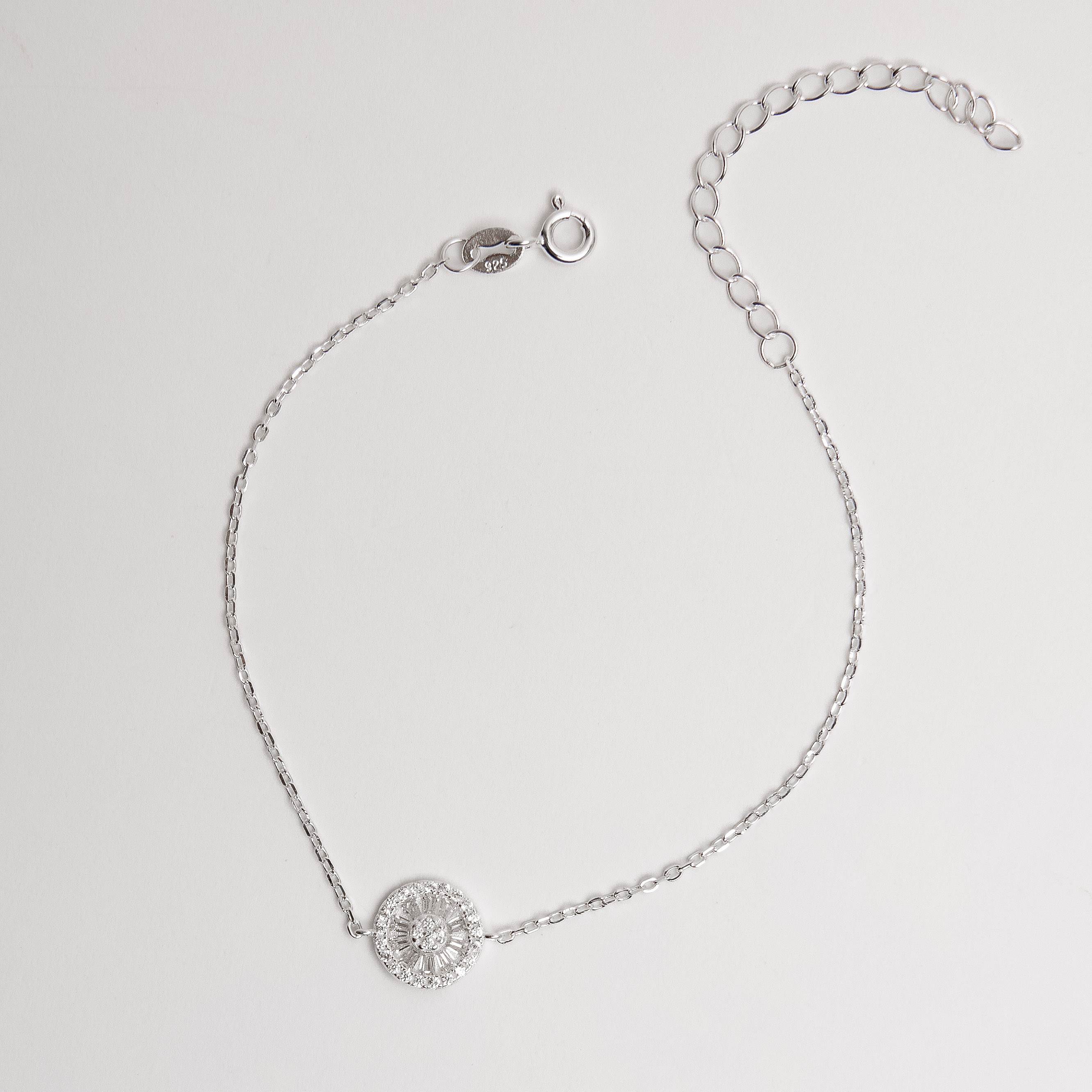 Imagem Pulseira entremeio botão cravejado 9mm corrente cadeado 16+5cm