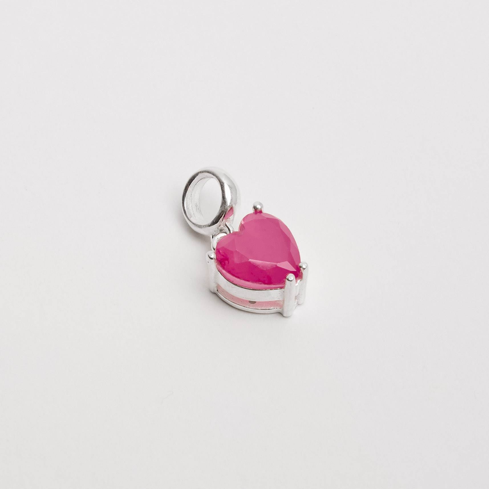 Berloque pingente zircônia coração pink leitoso fusion 8mm