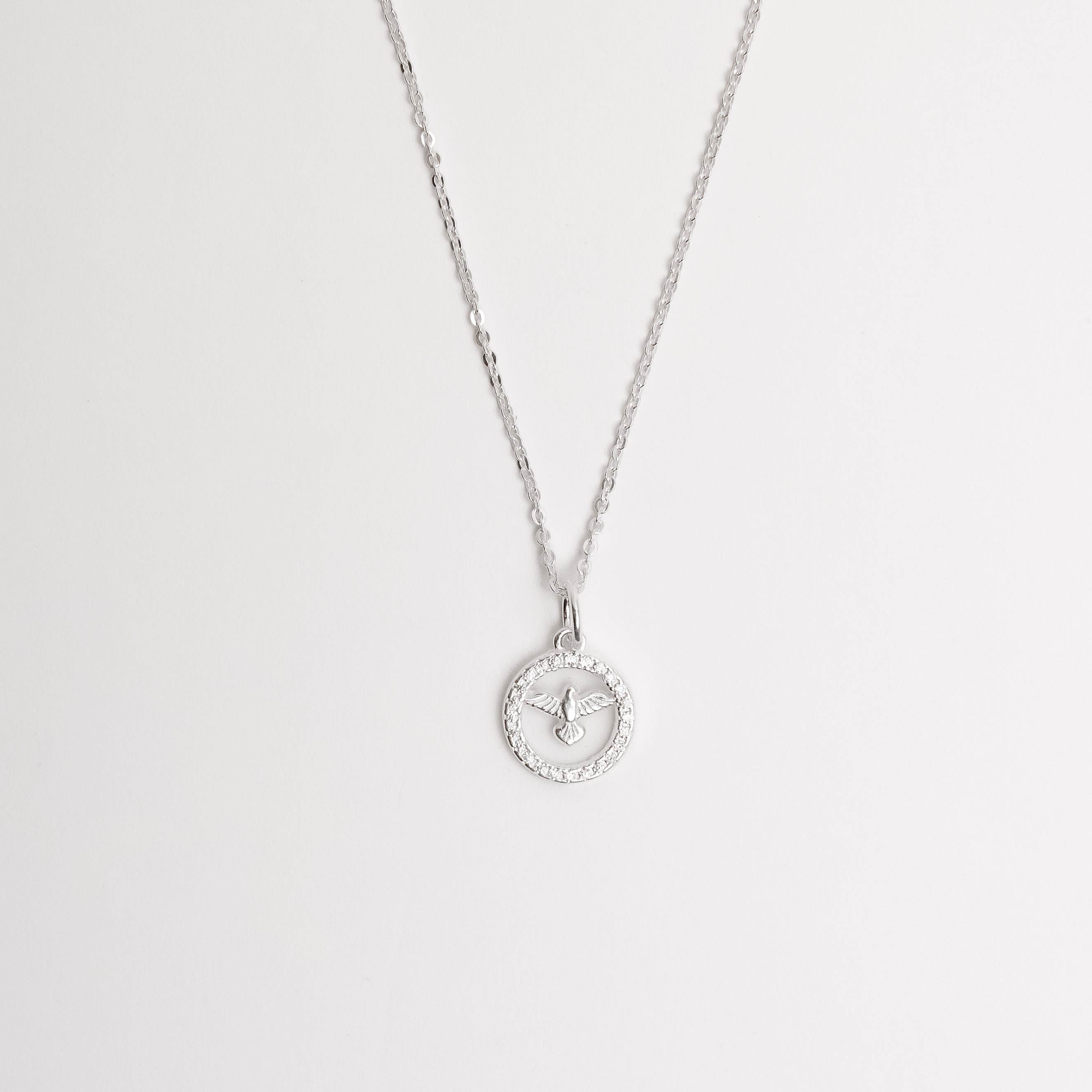 Imagem Colar pingente medalha Espírito Santo cravejado 11mm corrente cadeadinho 40cm