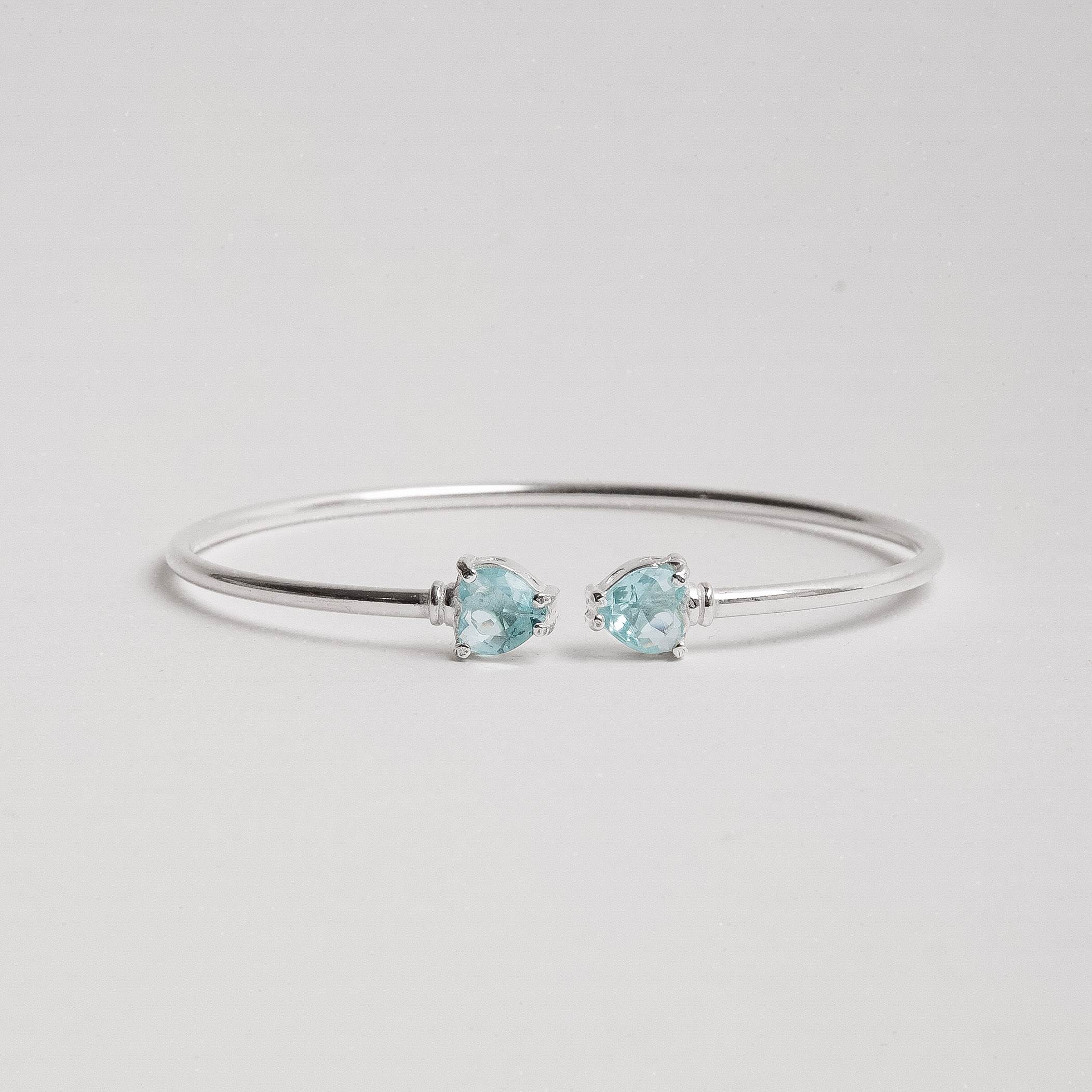 Imagem Bracelete 2 zircônias coração azul claro regulável