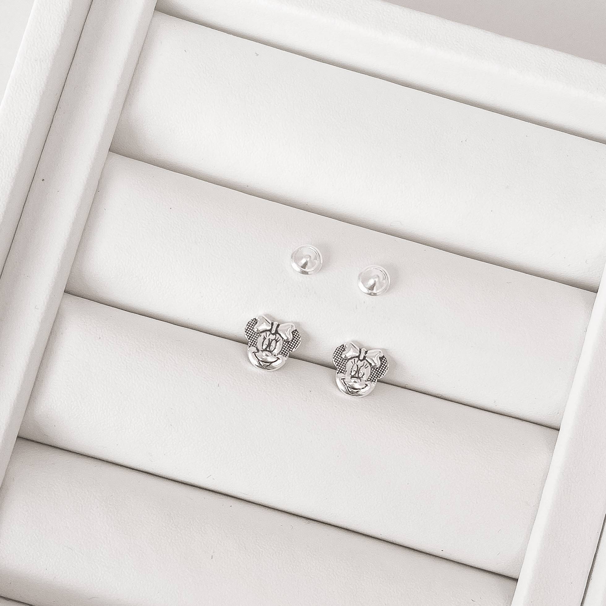 Brinco infantil Minnie envelhecido 9mm tarraxa baby