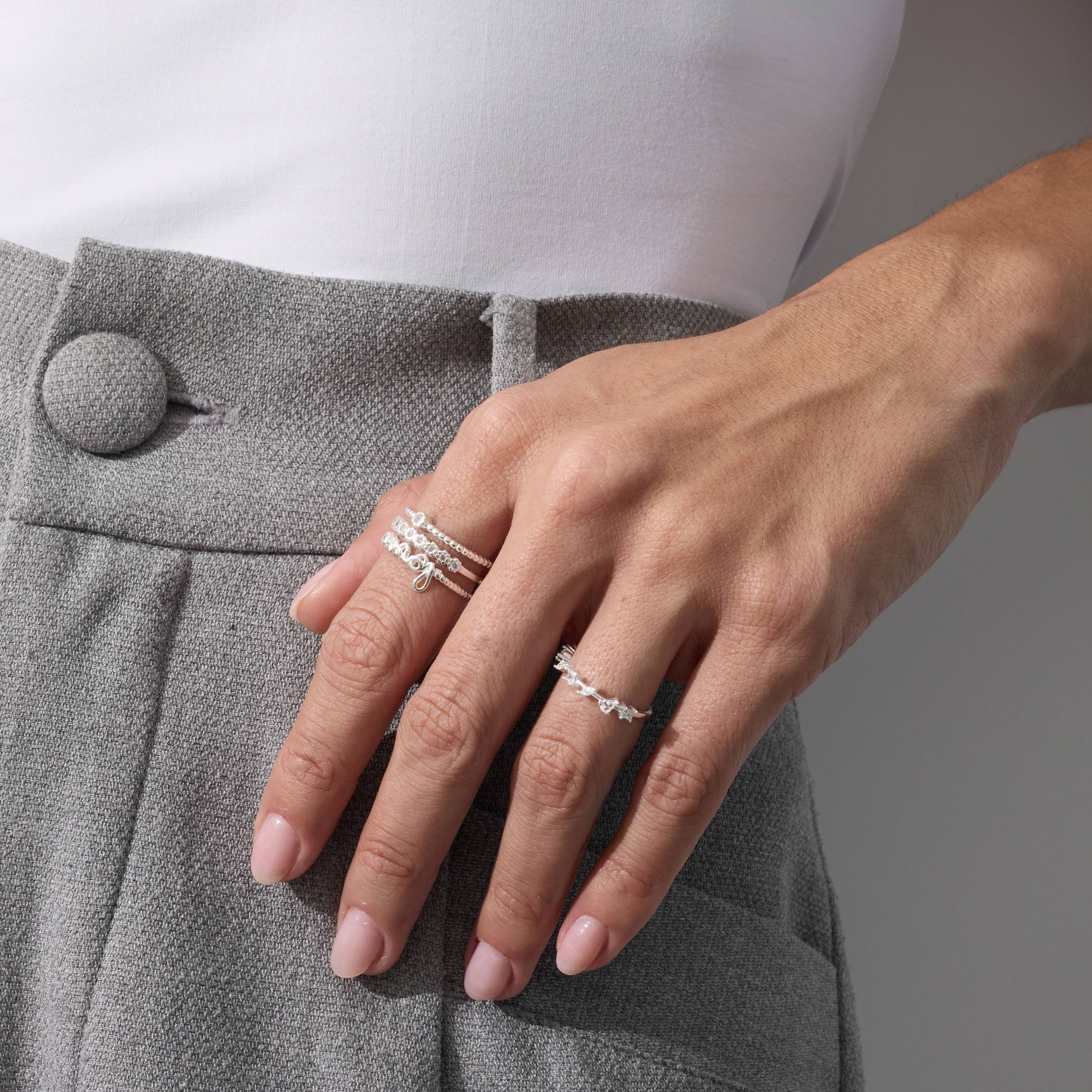 Imagem Secundária Anel triplo love, meia aliança e solitário