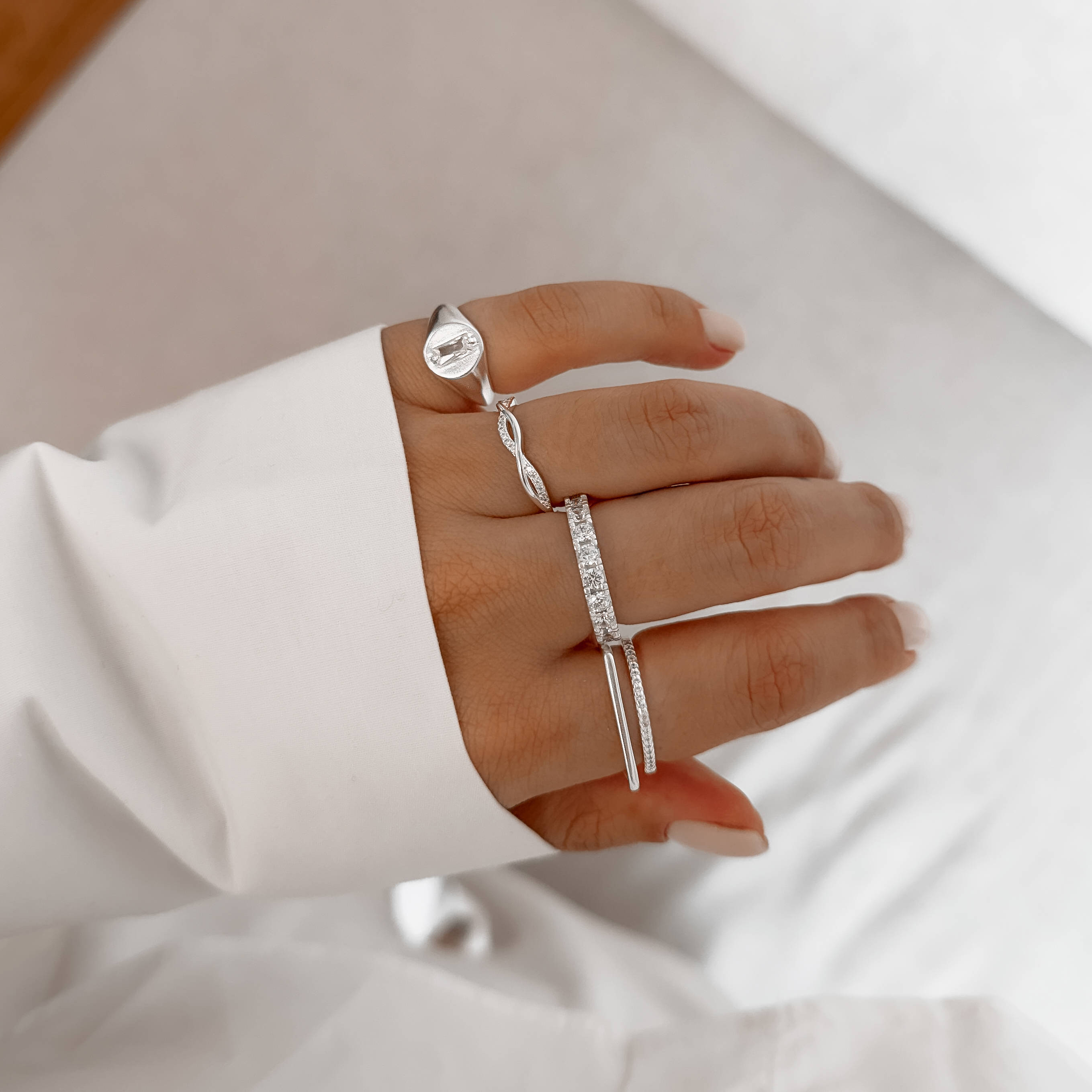 Imagem Secundária Anel duplo meia aliança e reto liso