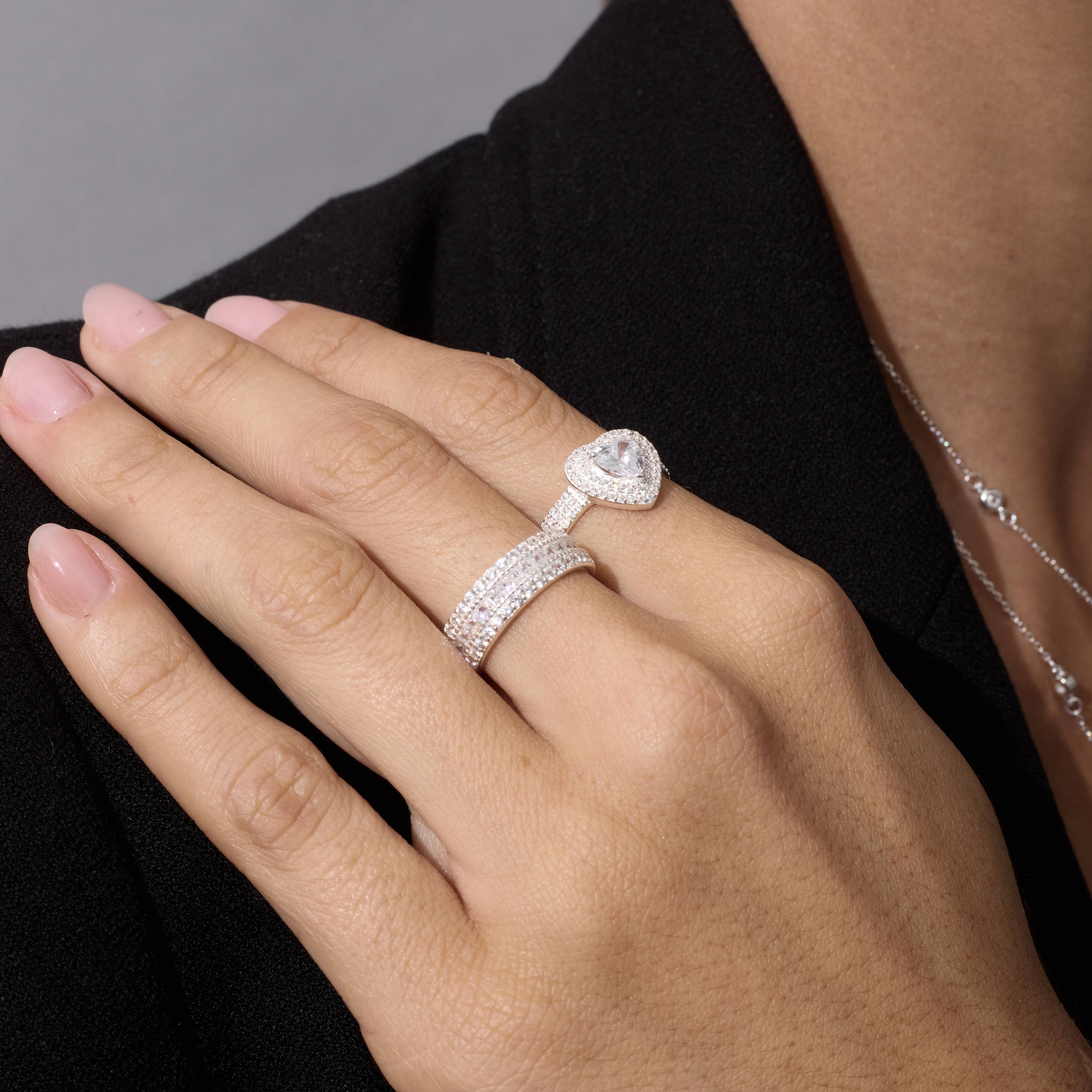 Imagem Secundária Anel zircônia coração todo cravejado