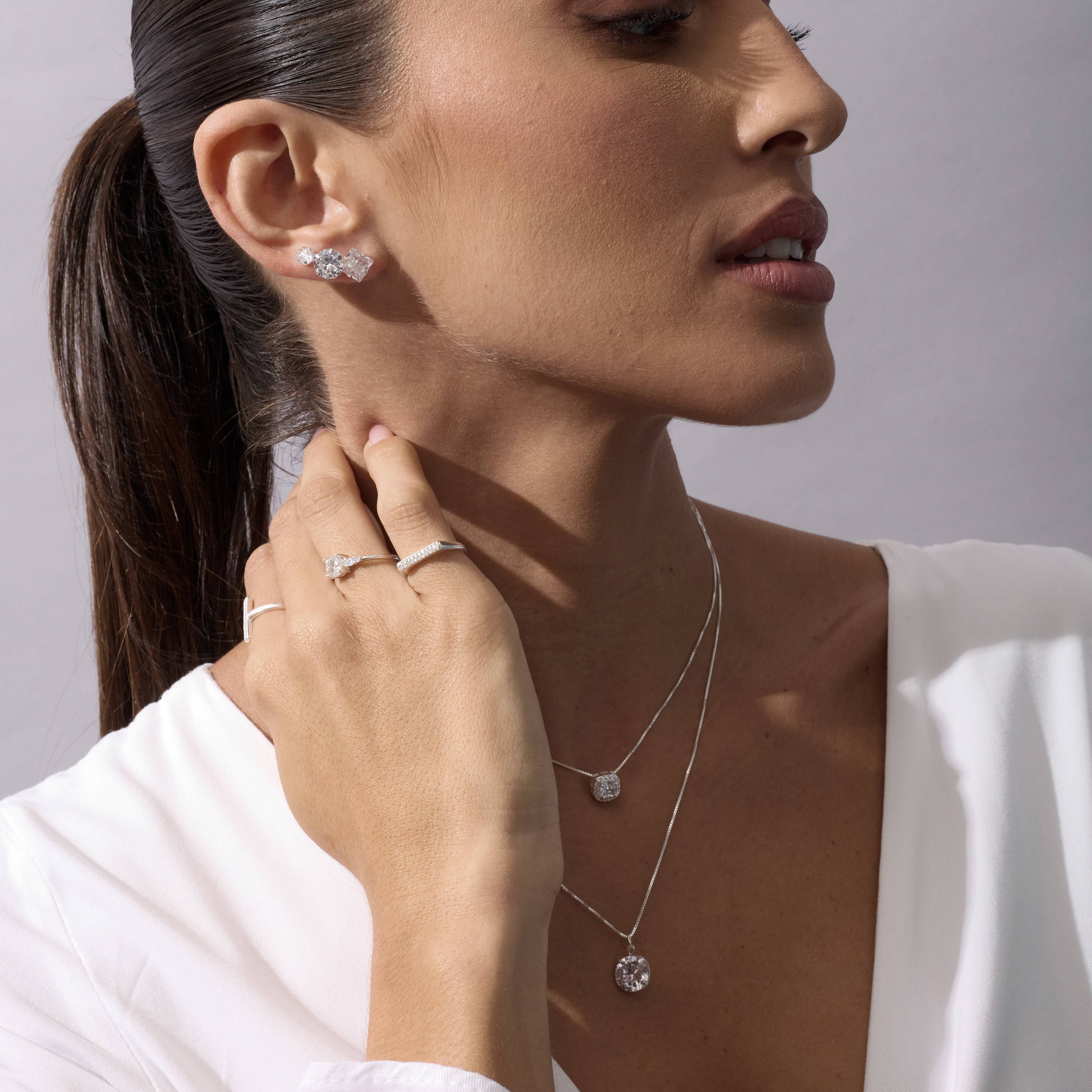 Imagem Secundária Brinco zircônia quadrada cristal 7mm