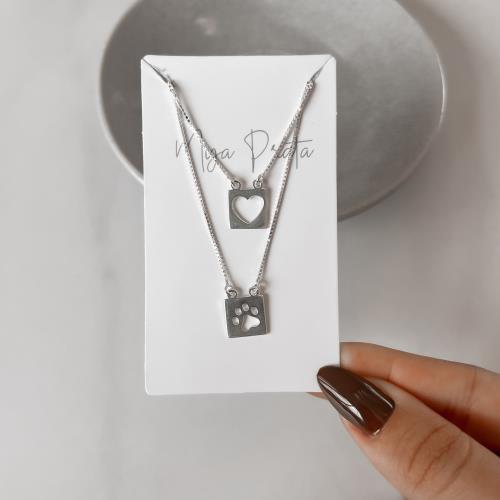 Escapulário placas pata e coração vazado v15 60cm