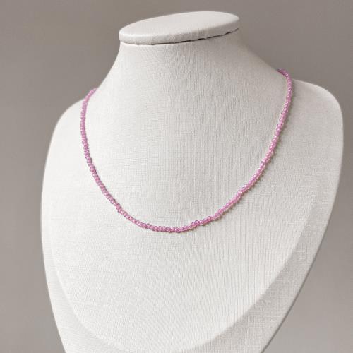 Choker zircônia redonda facetada rosa 2mm