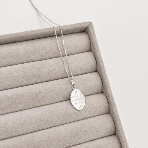 Colar pingente medalha tudo é possível ao que crê 15mm detalhe zircônia 45cm