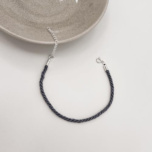 Pulseira cordão trançado cinza 2mm 16cm com alongadora
