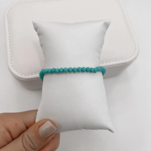 Pulseira cristal turquesa 4mm 16cm com alongadora