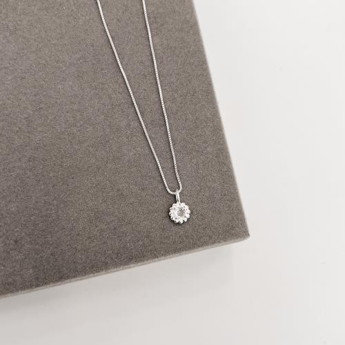 Colar pingente zircônia redonda cristal detalhe torcido 7mm 40cm