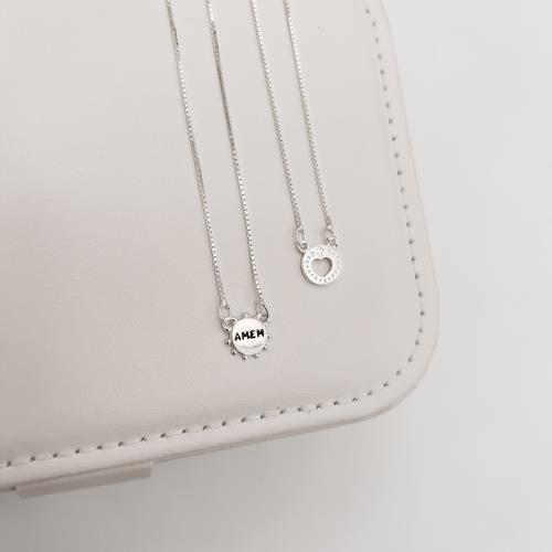 Escapulário medalhas Amém e coração vazado v15 60cm