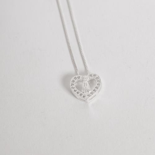 Colar coração Nsa. Sra. Aparecida cravejado 13mm 45cm