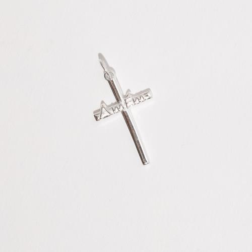 Pingente cruz escrito Amém 26mm