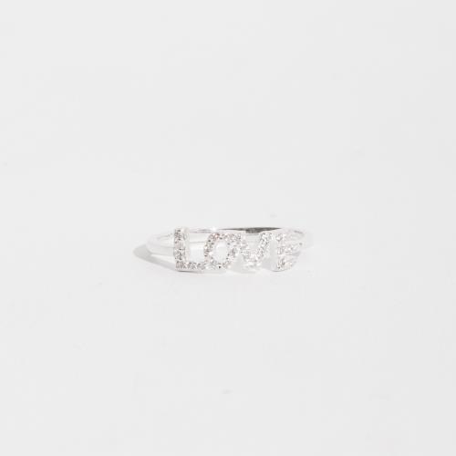 Anel escrito love cravejado