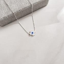 Colar olho grego cruz 10mm 40cm