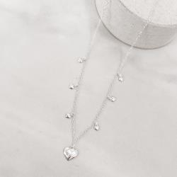 Colar pingentes coração 11mm e mini corações 40+5cm