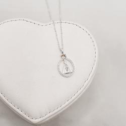 Colar medalha Nsa. Sra. Aparecida vazada cravejada zircônia rosê 20mm corrente cadeadinho 45cm