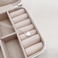 Colar pingente coração com zircônia 9mm corrente cadeado 40+5cm