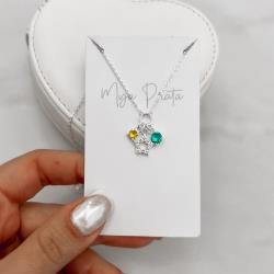 Colar entremeio círculo pingentes estrela vazada cravejada, zircônias amarela e acqua corrente cadeadinho 45cm