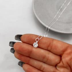 Colar pingente zircônia 6mm 40cm