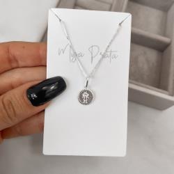 Colar pingente medalha menina 10mm 40cm