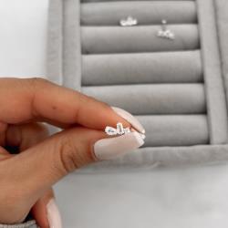 Piercing haste zircônias redonda, retangular e gota 10mm orelha esquerda