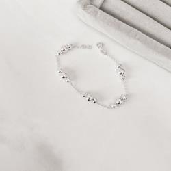 Pulseira entremeio bolas 5 e 7mm corrente cadeado