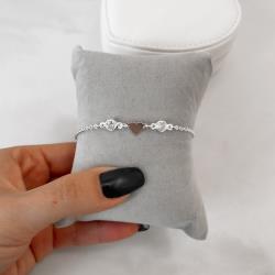 Pulseira entremeio zircônias cristal e coração