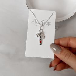 Colar pingente patuá amor, coração, menino 45cm