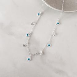 Choker pingentes olhos gregos e zircônias corrente cadeado
