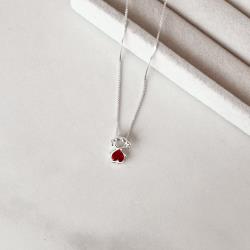 Colar menina com zircônia coração cereja 12mm 45cm