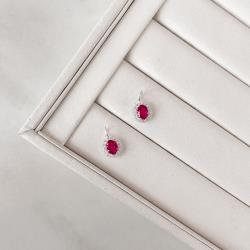 Pingente zircônia oval cereja com cravejado 10mm