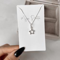 Colar pingente estrela vazada 11mm 40cm