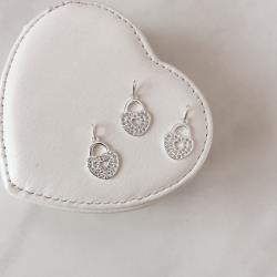 Pingente cadeado coração cravejado 16mm