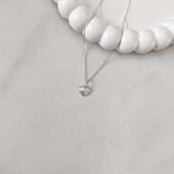 Colar pingente coração desenhado 8mm 40cm