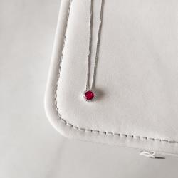 Colar zircônia redonda cereja com cravejado 7mm 40cm