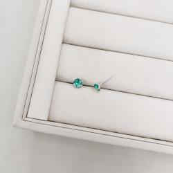 Brinco zircônia redonda acqua 6mm