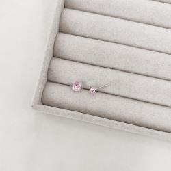 Brinco zircônia redonda rosa 6mm