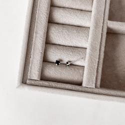 Brinco zircônia redonda ônix 4mm