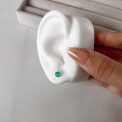 Brinco zircônia redonda acqua 5mm