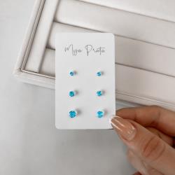 Trio zircônia redonda 3, 4 e 5mm azul