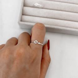 Anel medalha coração e mini zircônia regulável P