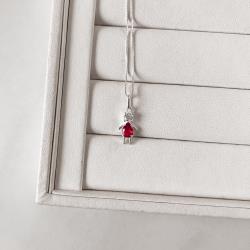 Colar pingente menina zircônia cereja 15mm 45cm