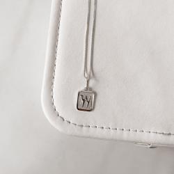 Colar pingente placa letra W 12mm 45cm