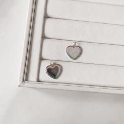 Pingente coração borda cravejada colorida 17mm