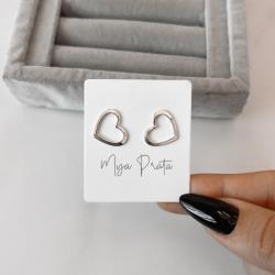 Brinco coração de lado vazado 14mm