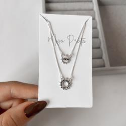 Escapulário placas pai, filho, Espírito Santo Amém v12 60cm