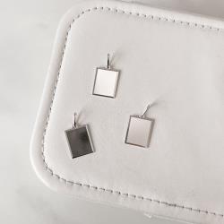 Pingente medalha retangular lisa 15mm